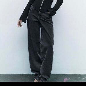 Baggy black sash jeans